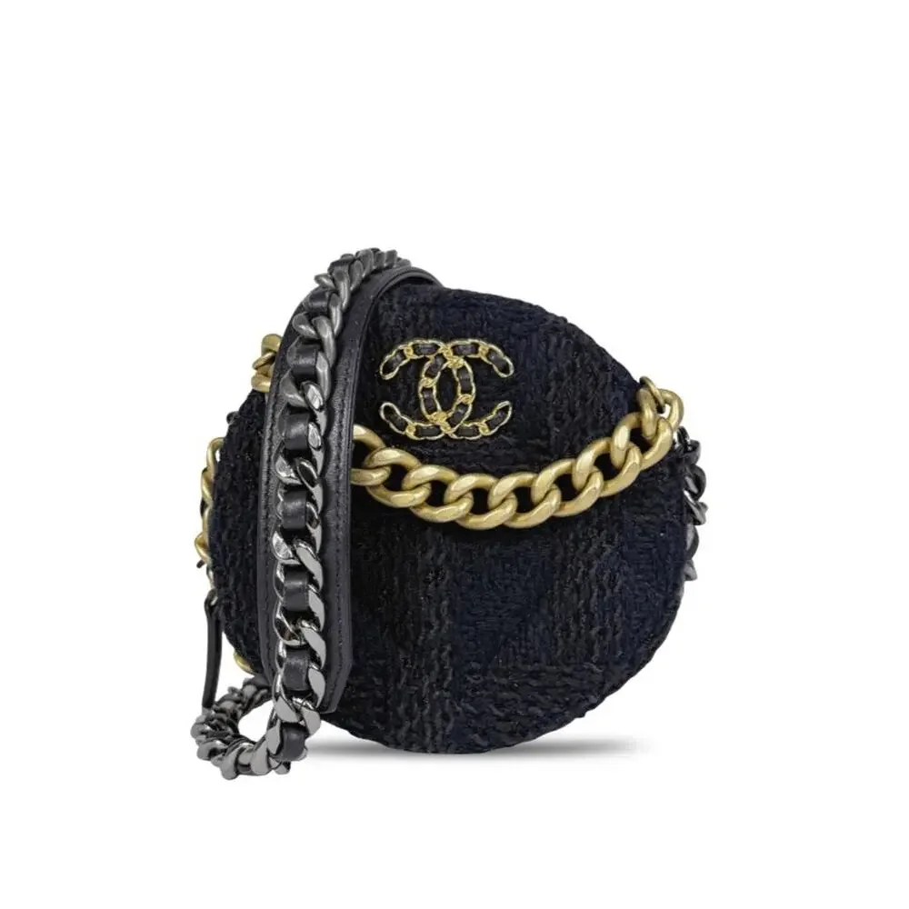 Chanel Round Tweed 19 Chain Shoulder Bag